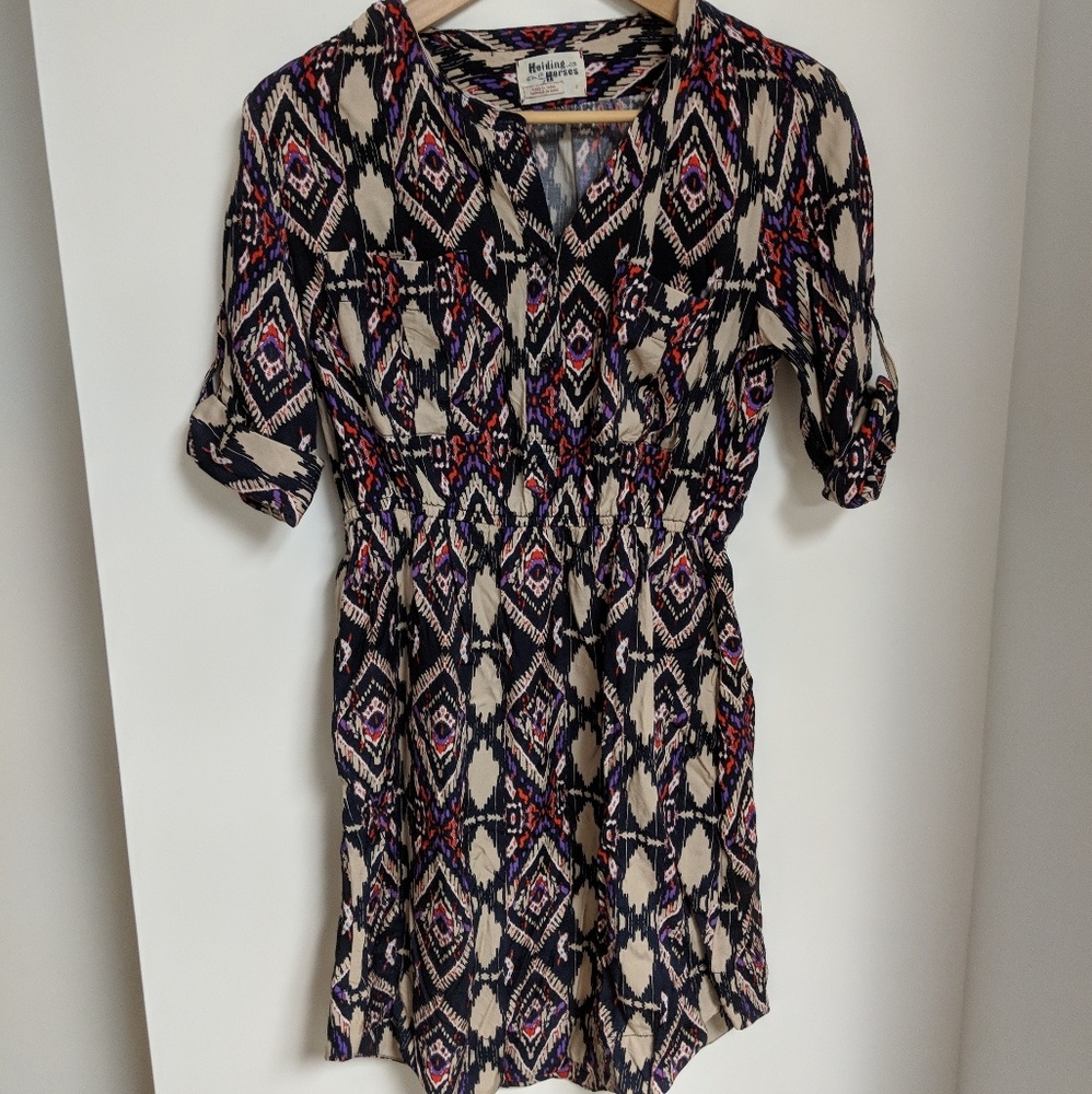 Anthropologie Holding Horses geo print dress